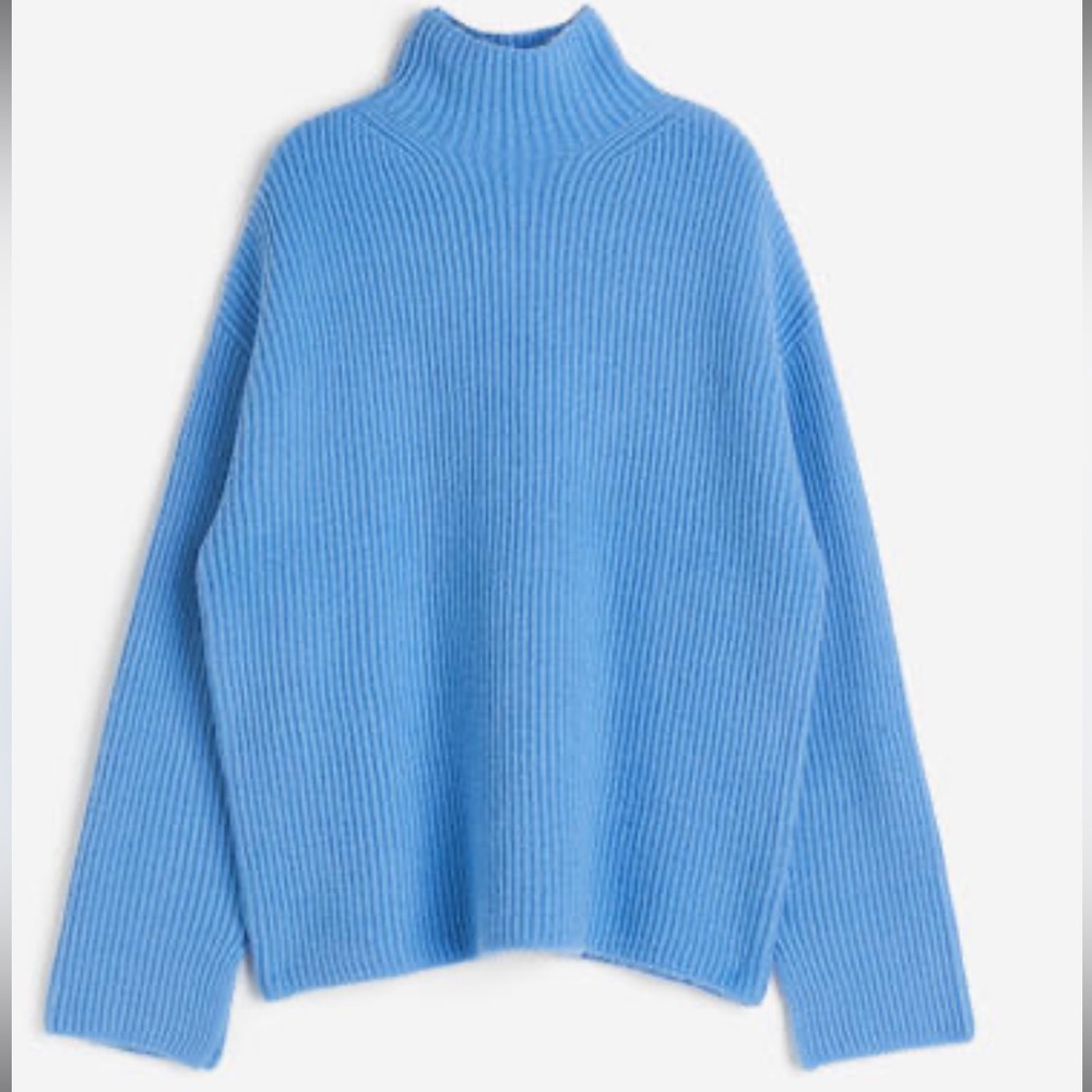 H&M Rib - Knit Mock Turtle Neck Baby Blue